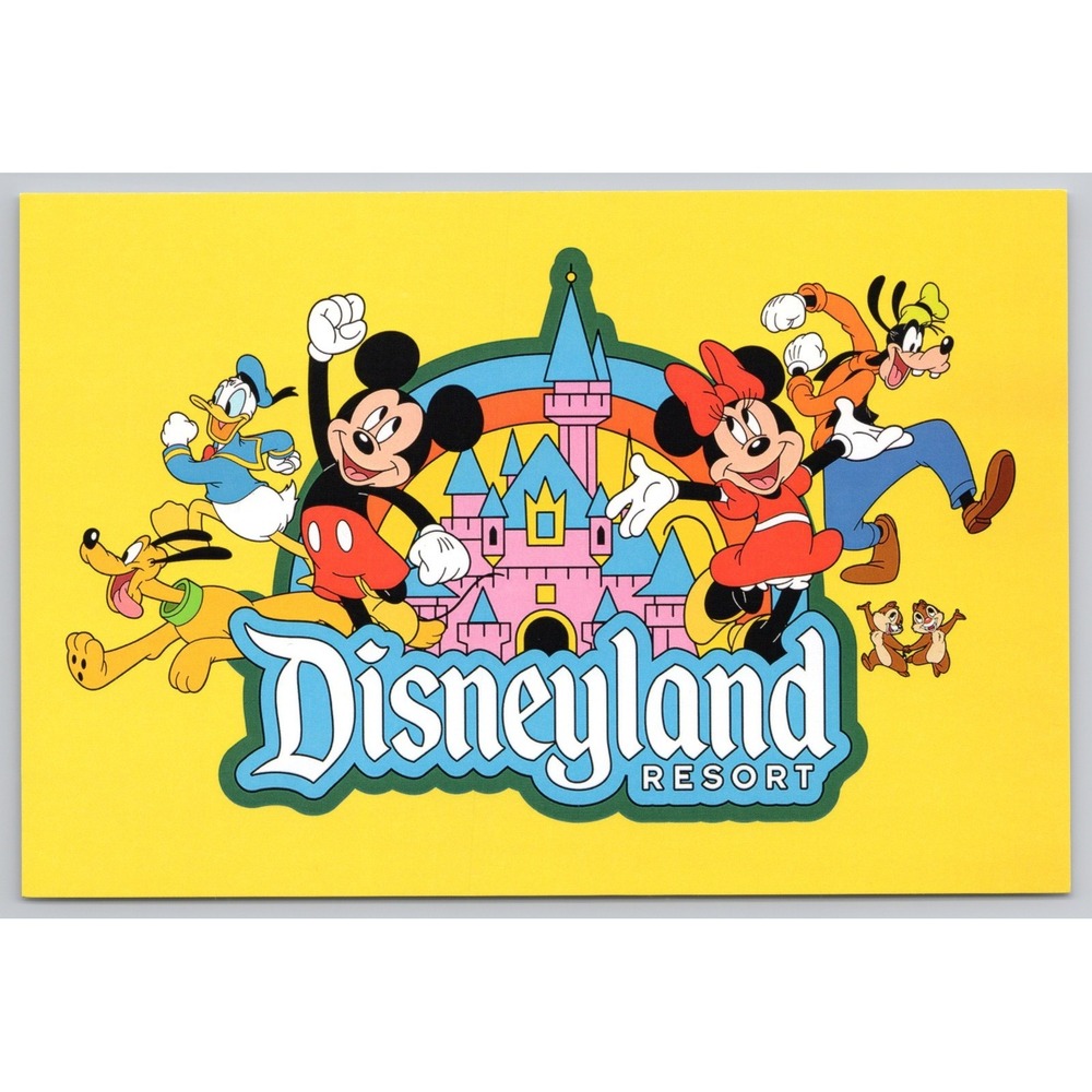 Disney Parks Exclusive Disneyland Resort Art Postcard 4x6 Mickey Minnie Goofy...